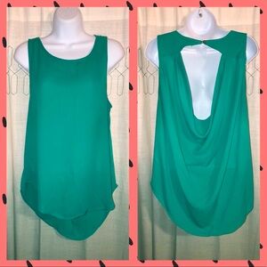Lily White Bright Green Cut-Out Back Plunge Top L